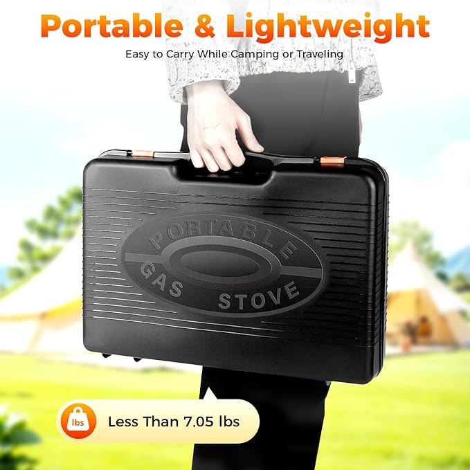 Portable Gas Grill Butane Stove, Camping Stoves with Grilling Net & Carry Case, Tabletop BBQ Grill Butane Camping Stove, Outdoor Gas Stove for Camping, Travel, Trekking