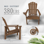 Stackable Adirondack Chair, HDPE All-Weather Adirondack Chairs - Durable and Space Saving, Plastic Outdoor Fire Pit Chairs with Cup Holder,Wood