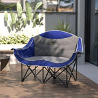 Outsunny Double Camping Chair for Adults, Padded Folding Camp Chair for 2 Person with Armrest, Wine Glass Holder, Cup Holder, Carry Bag for Outdoor Sports, Picnics, Supports up to 552 lbs.