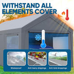 Quictent Upgraded 10x20 ft Heavy Duty Galvanized Carport - Reinforced Outdoor Garage Canopy Tent with Roll-up Ventilated Windows & Sidewalls, Weatherproof Shelter for Car, Boat, RV - Gray