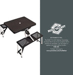 Picnic TIME Portable Folding Picnic Table with Seats for 4, Collapsible Aluminum Table with Benches & Umbrella Hole, Lightweight Foldable Table for Camping, Travel, Backyard, Tailgating | with Umbrella Hole
