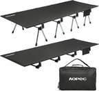 87" Camping Cot, Heavy Duty 400lbs Capacity, Adjustable Height with Leg Extenders, Lightweight Aluminum Frame Portable Folding Bed for Camping,Travel, Beach, Office Nap