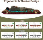 KASBAH Camping Sleeping Pad,Extra Wide 6 inch Thick Inflatable Sleeping Pads with Built-in Foot Pump and Pillow,Ultralight Camping Mat Gear for Outdoor Hiking,Camping