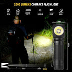 C6 2000 Lumens Rechargeable Flashlight, 3800mAh Proximity Sensor & Right-Angle LED Flashlights, Magnetic Base, TIR Lens, IP68 Waterproof, Hands-Free Sensing Control