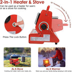 Upgraded 2 In 1 Portable Indoor Butane Heater & Stove with Self Ignition, Safe & Cordless Non Electric Heaters, Butane Emergency Heater for Power Outage, For Camping, Tents, Outdoor (Red)