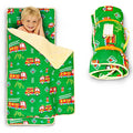 Toddler Nap Mat with Pillow and Minky Blanket, Large 55"x38" Sleeping Bag, Washable, Lightweight, Easy to Roll, Perfect for Preschool, Daycare, Kindergarten, Travel, Boys and Girls-Truck