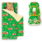 Toddler Nap Mat with Pillow and Minky Blanket, Large 55"x38" Sleeping Bag, Washable, Lightweight, Easy to Roll, Perfect for Preschool, Daycare, Kindergarten, Travel, Boys and Girls-Truck