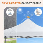 OLIXIS 10x10 Ft Waterproof Pop Up Canopy Tent, Portable Outdoor Shade Shelter with Sand Bags, Ideal for Beach, Backyard Parties & Events, Chalk White