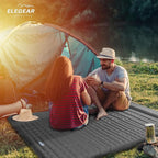 Elegear CumbreX Double Sleeping Pad for Camping, 4.7" Ultra-Thick Inflatable Camping Sleeping Pad 2 Person with Built-in Foot Pump, Portable Camping Sleeping Mat for Backpacking Hiking Tent, Gray Full