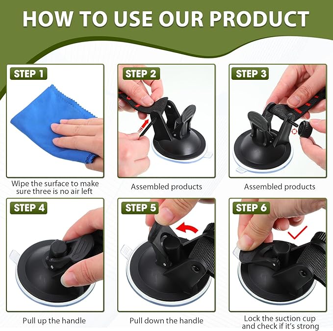 Maitys Heavy Duty Suction Cups with Hooks Tie Down Strong Suction Cup Anchor Car Camping Accessories Vacuum Outdoor Hanging Hooks for Car Boat Awning Camping Tent Trap