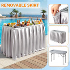 VINGLI 46" Extra LargeFolding Party Ice Cooler, Portable Tailgate Camp Fishing Cleaning Table, Plastic with Matching Skirt, Ice Table for Party, BBQ, Camping, Picnic (Grey)