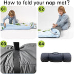 Personalized Toddler Nap Mats for Preschool, Custom Name Kids Sleeping Bag for Daycare, Roll Up Sleeping Mat with Removable Pillow and Soft Dot Minky Blanke for Boys Camping Travel