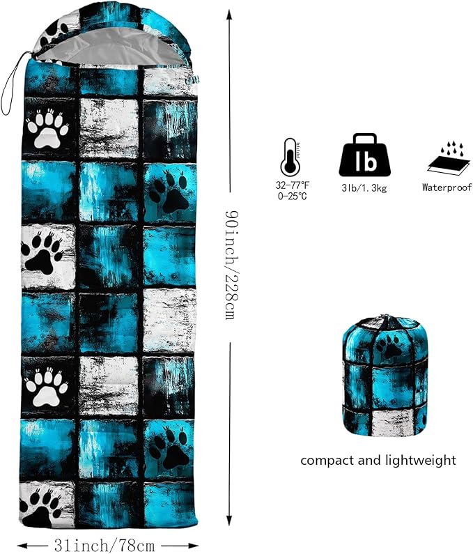 QOOMO Camping Sleeping Bags,3 Season Warm & Cool Weather,Lightweight,Waterproof Sleeping Bags for Adults & Kids,Traveling,and Outdoors,Camping Gear Equipment