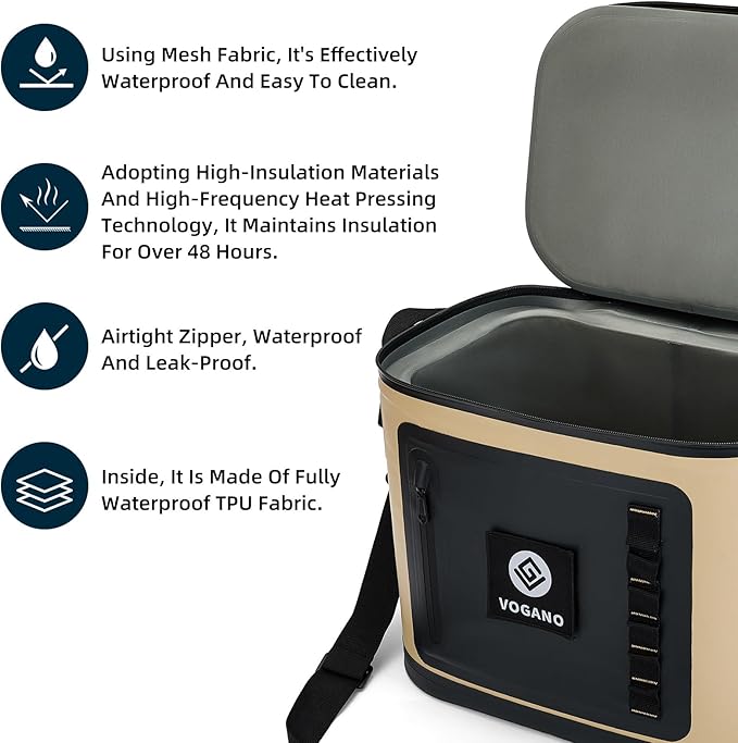 40 Can Soft Cooler Bag - Insulated Leak-Proof Large Cooler Bag with Roll-Top Waterproof Seal | Portable Ice Chest for Camping, Beach, Travel, Picnics | 24HR Cold Retention