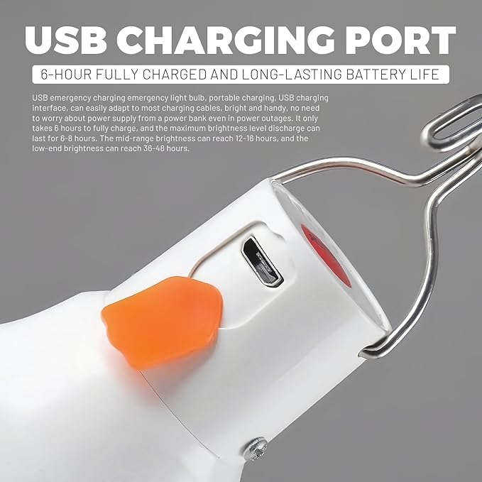 LED Camping Light, 800 lumens, Powered by Rechargeable Batteries, White Portable Pendant Lights, Waterproof (2.2IN-2)