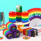 18 Pack Pride Rainbow Can Cooler Sleeves Beer Drink Can Bottle Cooler Sleeves Cooler Collapsible for Pride LGBT Bisexual Parades Decorations Party Favors Accessories