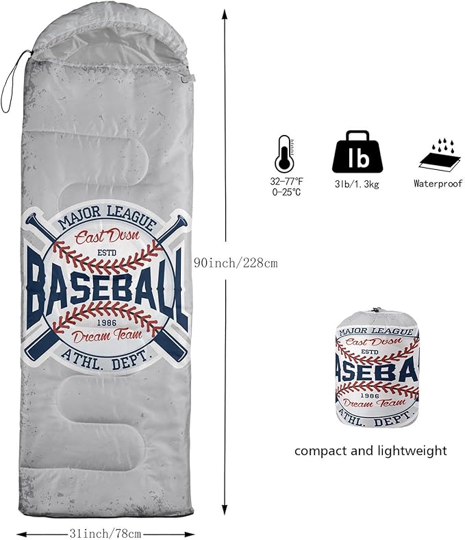 Kids Sleeping Bag for Boys Girls,Blue Ripples Print-Lightweight Warm Portable Outdoor Indoor-Waterproof Cold Weather Resistant Sleeping Bag for Camping Hiking