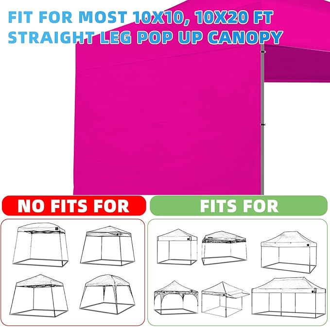 Joramoy Canopy Tent Sidewalls for 10×10 Pop Up Canopy, Instant Canopy SunWall with Waterproof and UV Protection Layer, Straight Leg Canopy Shade Wall, 1 Pack Sidewall Only(Pink), WB1010-Pink