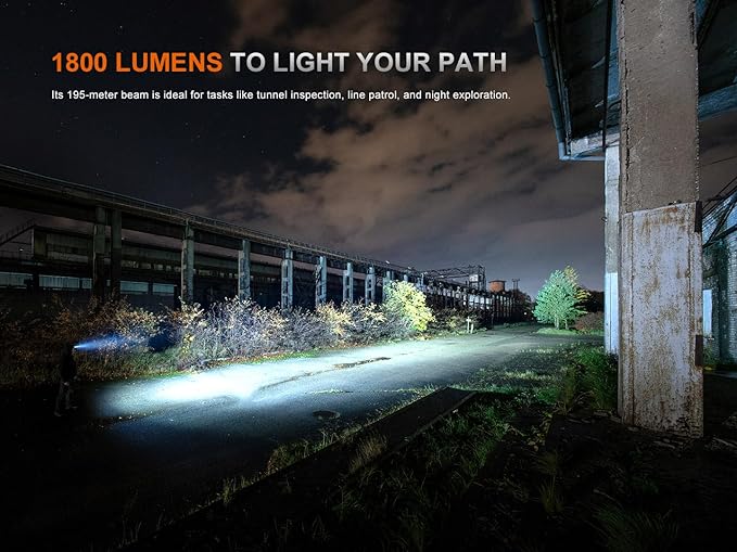Fenix HM61R V3.0 Rechargeable Work Headlamp, 1800 Lumens Industrial Headlamp & Flashlight, Spot + Flood, Red Light, Magnetic Tailcap with Lumentac Organizer