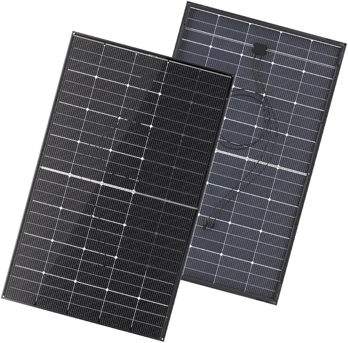 BougeRV Bifacial N-Type 300 Watts 16BB Mono Solar Panel, 25% High-Efficiency All Black 12V/24V 300W Solar Panel for RV Camping Off-Grid Home Boat Marine 1 Piece