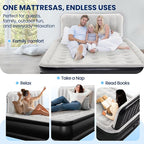 Queen Air Mattress with Headboard, Built-in Pump, 19" Raised Upgraded Comfort, 800 lbs Heavy-Duty Support, 48-Hour Leak-Tested, 3.5 Min Inflatable Portable Blow Up Mattress for Home, Guest & Camping