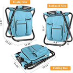 Kikerike Backpack Stool Cooler Chair Heavy Duty 300 LBS Max Load Portable Lightweight Folding Fishing Cooler for Camping Hunting Fishing - Sky Blue