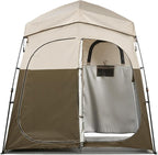 VEVOR Camping Shower Tent, 2-Room Foldable Portable Privacy Tent Changing Room with Ground Stakes, Ropes, and Carry Bag, 150D Oxford Fabric with Silver Coating, for Camping, Beach, and Fishing