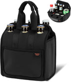 Desing Wish Portable Drinks Tote Bag for 6 PCS Beverage Cans/Bottles, Neoprene Insulated Drinks Can Bottle Carrier Tote Beverages Cans Cooler Bag Holder for Camping, Picnic, Party (Black)