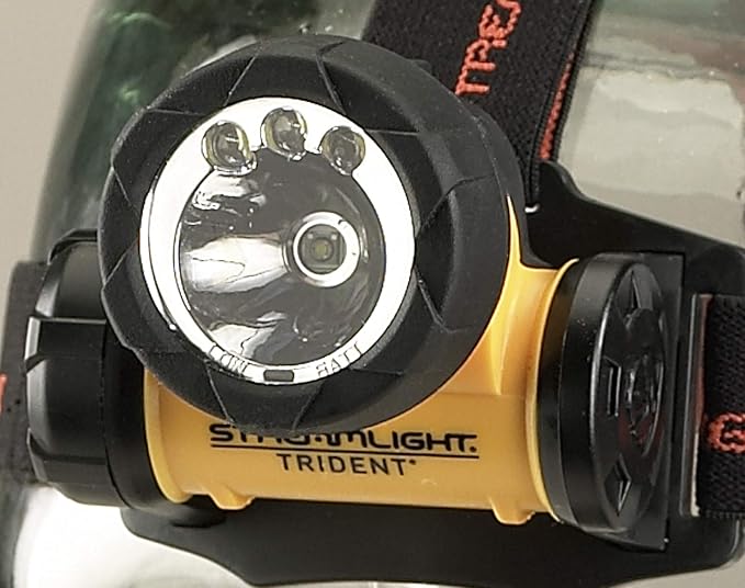 Streamlight 61050 Trident 80-Lumen LED Headlamp with Elastic Head Strap, and Rubber Hard Hat Strap, Yellow
