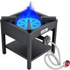 Bestfire 260,000 BTU Outdoor Propane Gas Stove with 0-20 PSI Adjustable Regulator and Steel-Braided Hose for Outdoor Home Cooking and Turkey Frying