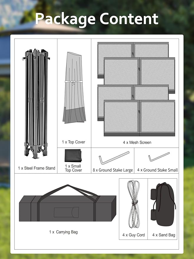 GarveeHome 13x13 Pop-Up Canopy Tent with Mosquito Netting, Heavy Duty Gazebo with Waterproof UV Double Roof, 169 Sq.Ft Shade, Instant Outdoor Shelter for Patio, Backyard, Garden, Light Blue