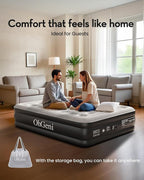 OhGeni Air Mattress Full with Built in Pump, Ideal Alternative to a Bed, 18'' Raised Comfortable Blow Up Colchones Inflables Mattress for Home, Guests, Foldable Portable Bed for Adults, 600 lbs