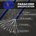 TECEUM 5/32" Paracord Rope 1000 – 1000ft / 200ft / 100ft / 50ft – Tactical Parachute Cord 4mm – 45+ Colors – Nylon String for Survival & Camping Gear – Stripe Cord for Survival – Utility Rope