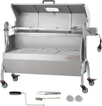 VEVOR Rotisserie Grill with Hooded Cover Roaster, 46 Inch 198Lbs Capacity, BBQ Outdoor Pig Lamb Rotisserie Roaster, Electric 52W Motor Stainless Steel Roasterfor Camping Outdoor Barbecue
