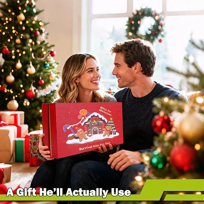 Gifts for Men Christmas Survival Kit 17 in 1, Survival Gear and Supplies for Adult Teen Men, Survival Case, 2025 Xmas Holiday Surprise Gift for Fishing Hunting Camping Outdoor Adventure