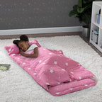 Delta Children Nap Mat - Includes Pillow & Blanket for Toddlers and Kids; Features Carry Handle w/Strap Closure and Name Tag; Rollup Design is Ideal for Preschool and Daycare; Personalization Optional
