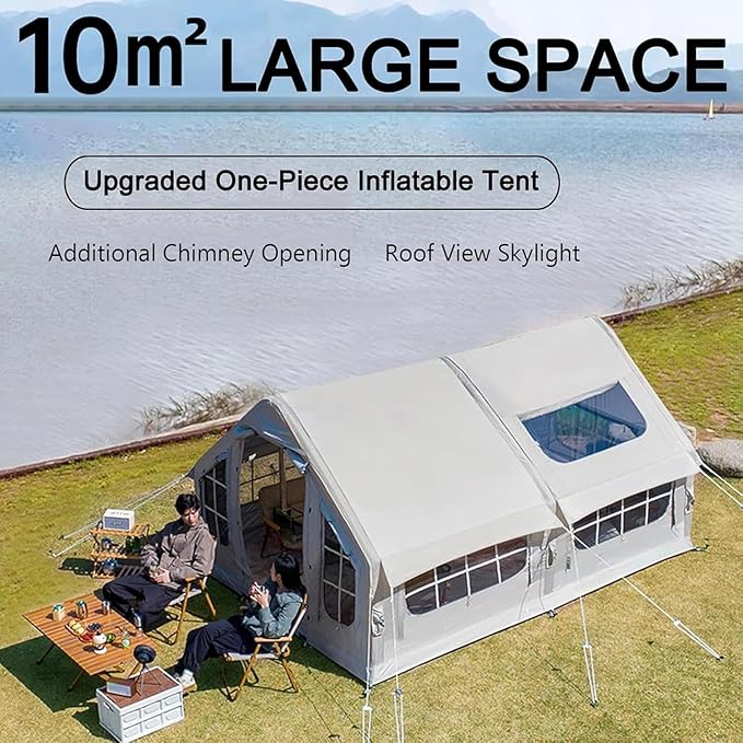 Inflatable Tent with Pump, Easy Set up Inflatable Camping Tent for 2-8 Persons, 4-Season Inflatable Tent, Glamping Outdoor Air Blow Up Tent, Family Camping Tent Grey2
