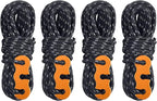 TRIWONDER Reflective Guyline, Tent Cord Nylon Paracord Rope with Guyline Adjuster for Camping Tent, Outdoor Packaging (Black - 4 Pack)