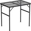 GARLLEN Folding Grill Table, 2-Height Adjustable Folding Camping Table with Heat-Resistant Wider Tabletop, Portable Aluminum Outdoor Tables for BBQ, Camping, Picnic, 35" L x 21.65" W, Black