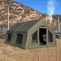 4 Season Inflatable Camping Tent with Separate Living and Sleeping Area,3000mm Waterproof Pop-Up Tent with Pump and Stove Jack Hole,4-6 Person Glamping Tent