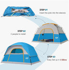 Tents for Camping 6 Person Tent Waterproof Windproof Double Layer Family Camping Tent, Easy Setup Dome Tent with Large Mesh Windows & Wider Door for Outdoor Camping & Hiking