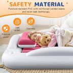 Inflatable Toddler Travel Bed - Portable Toddler Kids Travel Bed with Safety Sides Complete Kids Air Mattress Set with High-Speed Pump, Ideal for Vacation Camping and Sleepover (60 Inches)