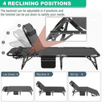 Camping Cot, Adjustable 4-Position Adults Reclining Folding Chaise with Pillow, Outdoor Portable Lounge Chair Sleeping Cots Bed, Perfect for Camping, Pool, Beach, Patio