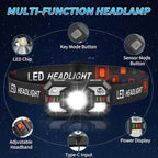Headlamp Rechargeable, LED Headlamp with Red Light, 2Pack Headlamps for Adults, Head Lamps LED Rechargeable, Headlight Motion Sensor, Head Lights for Forehead Hardhat Running Hunting Camping