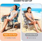 VINGLI Tall Beach Chair 2 Pack Lightweight, Backpack Beach Chair for Adults with 5-Position, Cooler Bag, Cup Holders, Towel Bar, Lightweight Folding Beach Camping Chairs