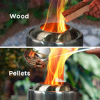 OGERY Stove Tabletop Fire Pit with Stand 7.9 x 6.1 in, Smokeless Firepit Camping Outdoor Table Top Firepit for Urban & Suburbs with Portable Travel Bag, Fueled by Pellets or Wood, Stainless Steel