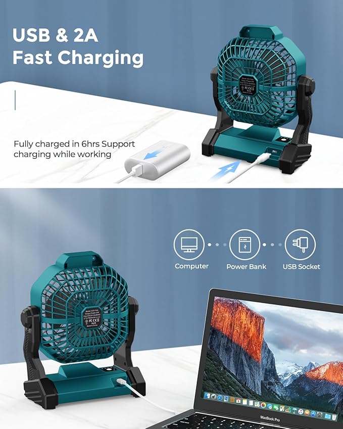 Camping Fan with LED Lantern, 20000 mAh 9 Inch Portable Rechargeable Battery Powered Fan with Stepless Speed and Quiet Battery Operated for Tent, Picnic, Barbecue, Fishing, Travel, Home