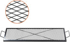 VEVOR X-Marks Fire Pit Grill Grate, Rectangle Cooking Grate, Heavy Duty Steel Campfire BBQ Grill Grid with Handle & Support X Wire, Portable Camping Cookware for Outside Party Gathering, 44 Inch Black