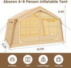 ABORON 2/6/8/10/12 Person Inflatable Camping Tent, Easy Setup Blow Up Tent with Hand Pump, PU3000mm Waterproof & Breathable 4 Season Glamping Tent for Outdoor Camping