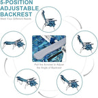 COSTWAY Backpack Beach Chairs, 4-Pack Portable Camping Chairs with Cup Holder, Ice Bag, 5-Position Outdoor Reclining Chairs for Adults, Travel, Sunbathing, Support 300 LBS, Navy